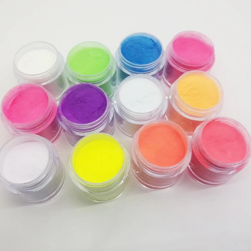 

Set Glow in the Dark Neon Color Acrylic Powder for Nail Art and Design 12 pcs in 10 G Jar Nail Art Acrylic Color Powder,HGtrrt4