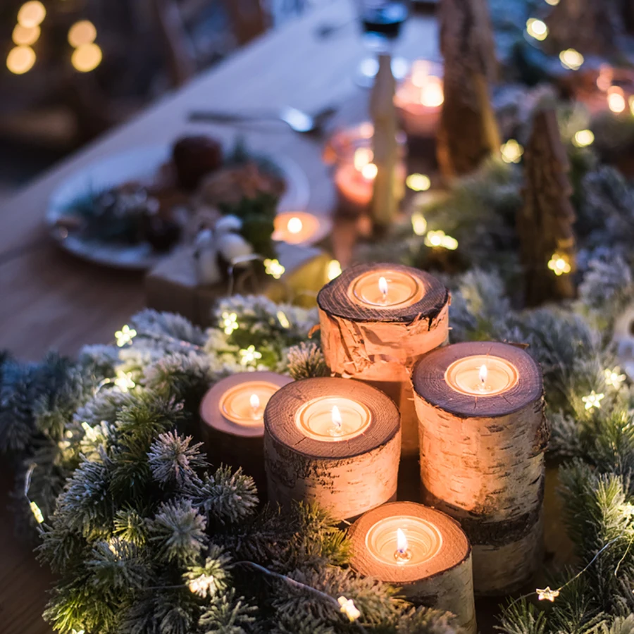 Натуральное дерево свадебное украшение подсвечник Хэллоуин Рождественские