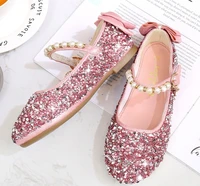 kids leather glitter crystal shoes children princess shoes student dance shoes for girls high heel sandals