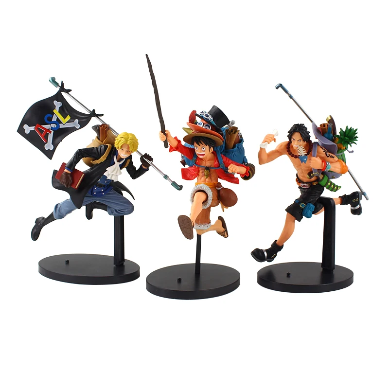 16-20 см OP аниме ASL Ace Sabo Luffy с флажками ПВХ экшн-фигурки Мультяшные модели игрушки