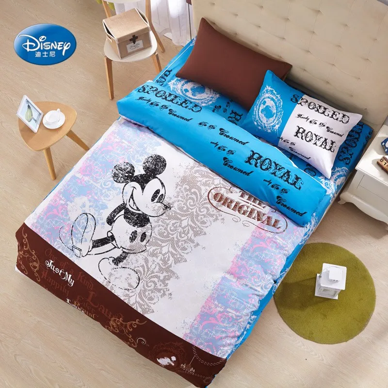 Disney Cartoon Mickey Mouse Series Design Duvet Quilt Cover Pillowcase Bed Sheet Girls and Boys Bedroom Decoration Bedding Set