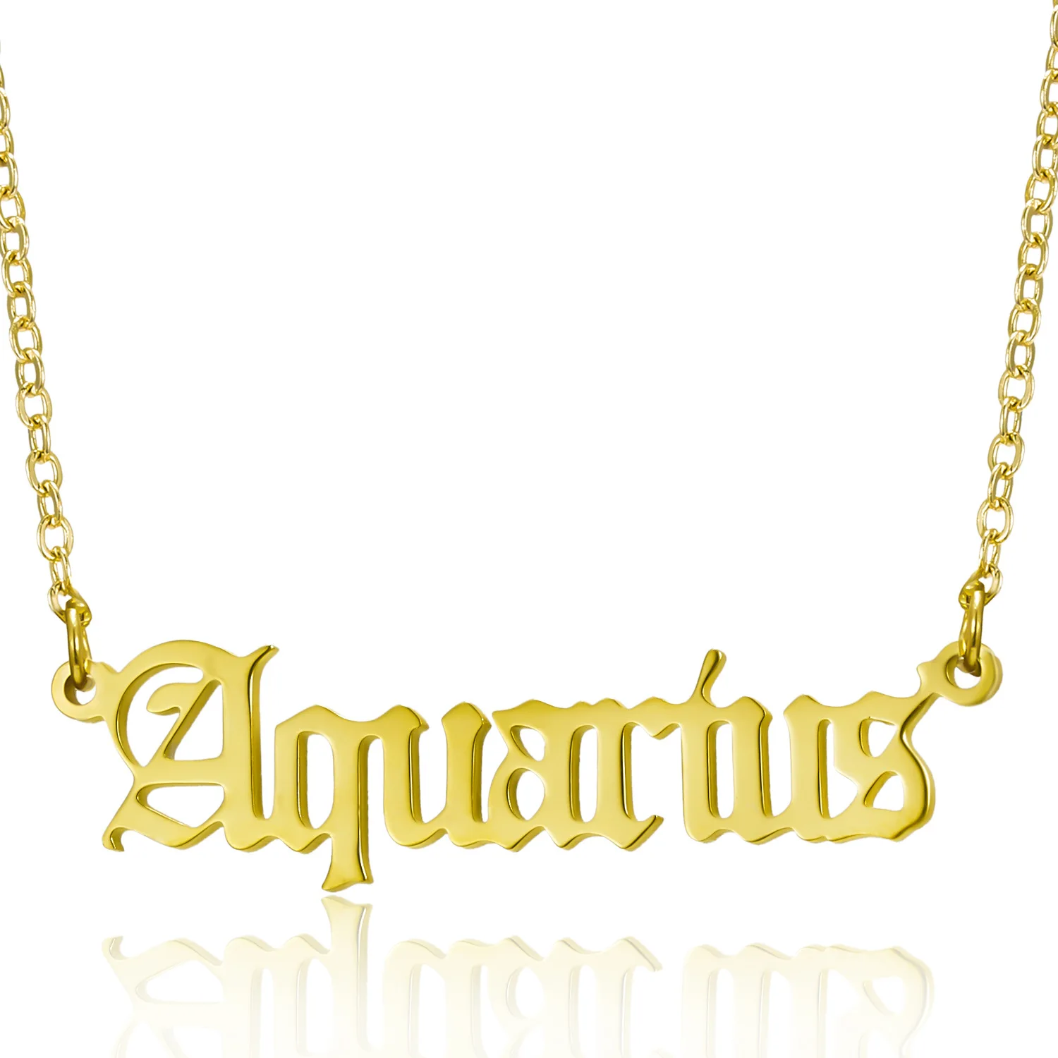 

12 Zodiac Letters Pendant Necklace Old English Scorpio Aries Taurus Gemini Cancer Leo Choker Horoscope Signs Necklace Friendship