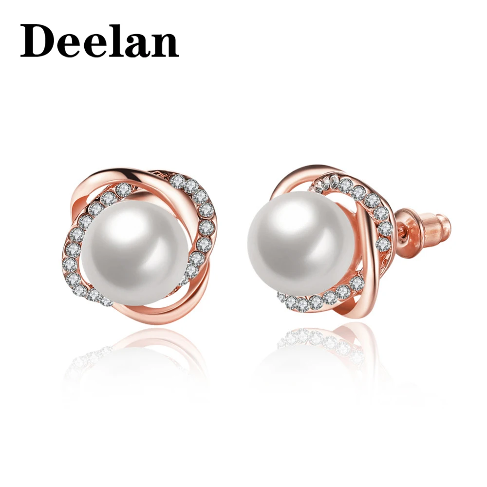 Серьги DEELAN для женщин элегантные серьги гвоздики с искусственным жемчугом и
