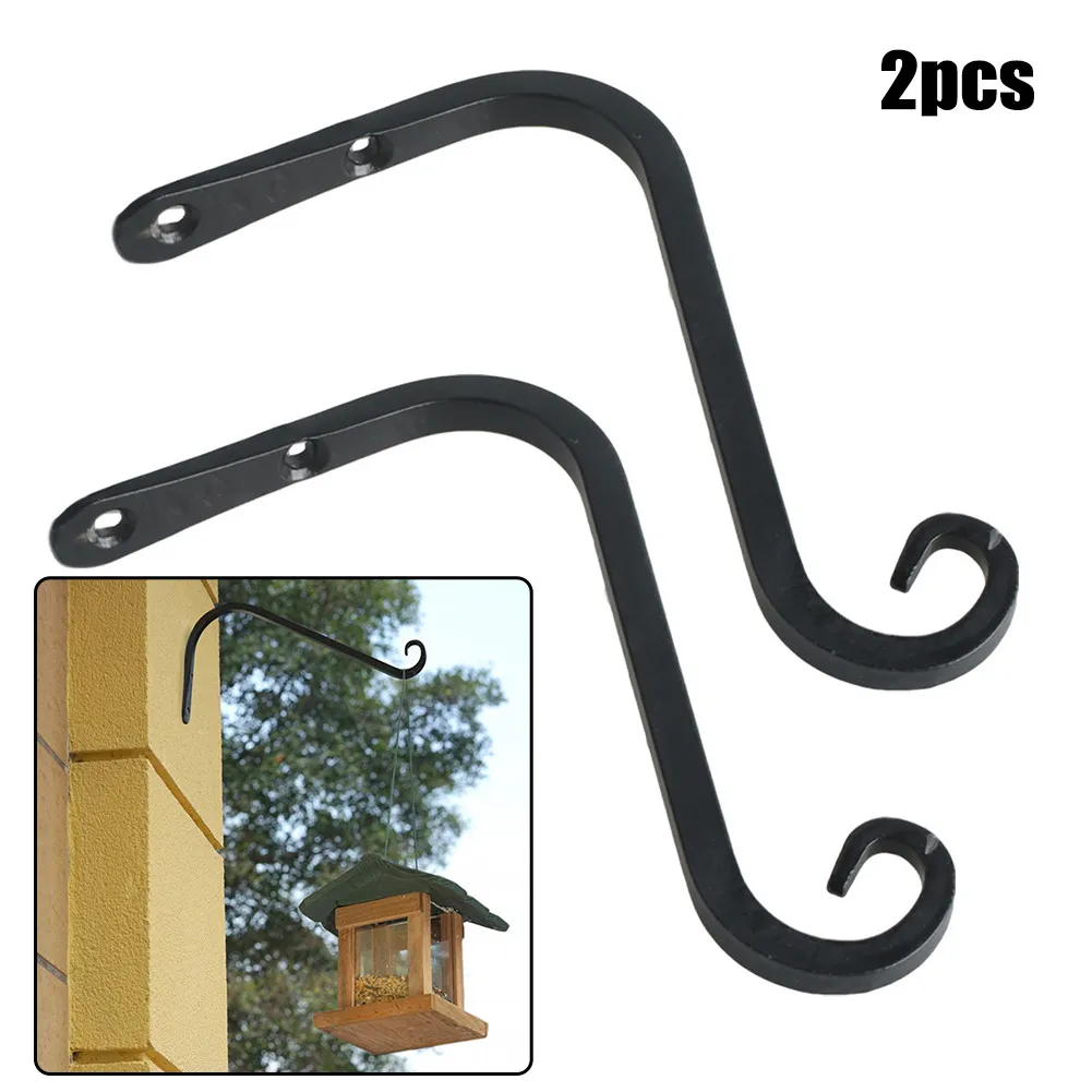 

2PCS Black Iron Wall Light Hook Bracket Wind Chimes Garden Hanging Basket Planter Lantern Flower Pot Light Holder Home Decor