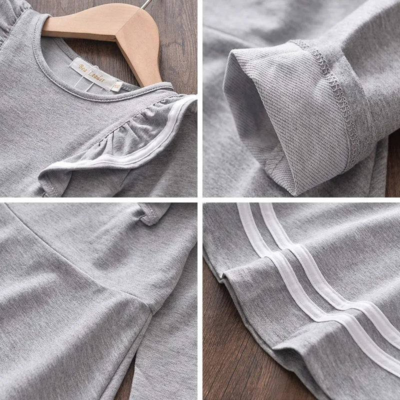 

Fashion girl dress casual cotton round neck long sleeve girls princess dress elegant temperament kids dresses for girls