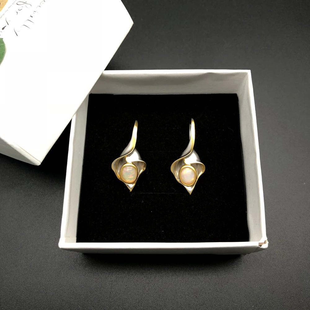 Top quality opal earrings natural gemstone fine jewelry 925 sterling silver unique design for girls fine jewelry tbj promotion