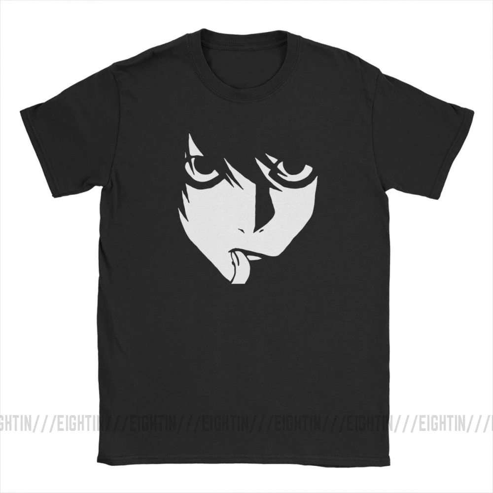L Death Note Футболка хлопок аниме футболка мужская забавная короткий рукав круглый воротник тройники 5XL большой размер