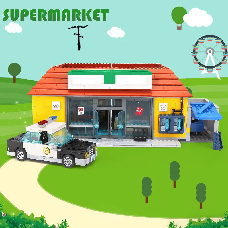 16005 16004 фильм серии Kwik-E-Mart дом модель строительные блоки кирпичи совместимы с 71006 71016 игрушки для детей