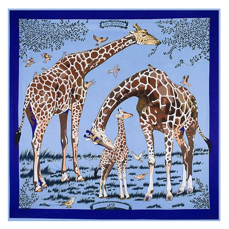 Квадратный шарф, роскошный бренд, саржевый шелковый шарф для женщин, повязка на голову, женский очаровательный принт с древом жизни, большие квадратные шарфы, шелковые шали - Цвет: 33