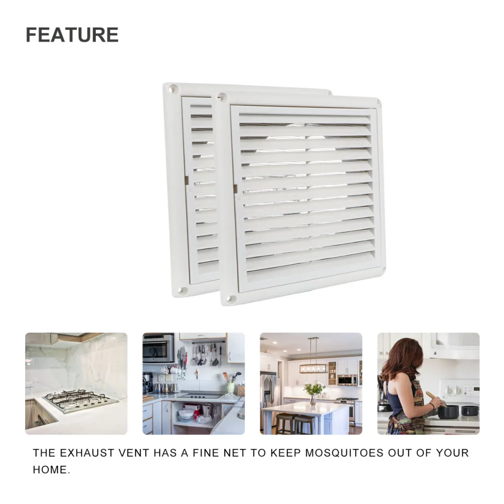 

1PC Air Vent Ventilation Grill Cover Wall Ceiling Mounted Vent Built-in Fly Screen Mesh for Bathroom Office Home (White, 100mm)