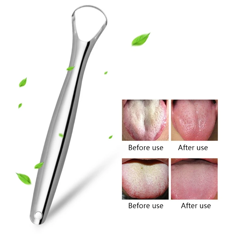 

Stainless Steel Tongue Scraper Metal Oral Care Hygiene Cleaner Brush Fresh Breath Maker Reusable Mouth Cleaning Tool