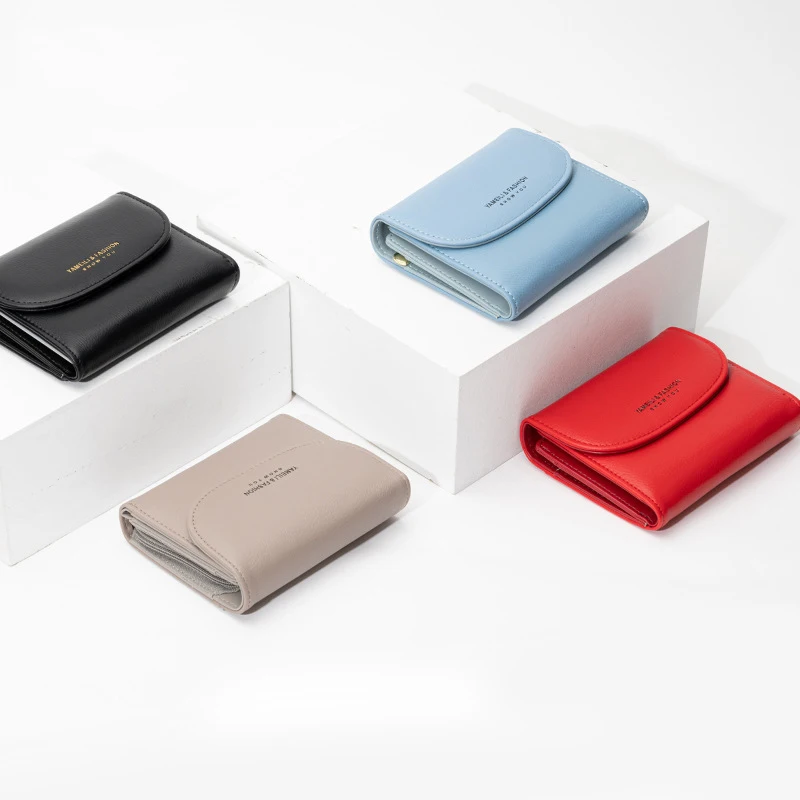 Top Brand Lychee Pattern Wallet Lady Fashion Three-fold Short Coin Purse Designer Card Bag Wallets for Women Luxury Purses Bags