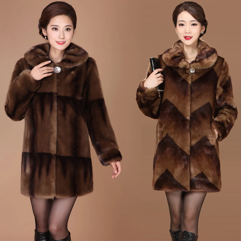 2023New Temperament Fashion Mink Fur Mid-length Loose Winter Thick Fur Coat Jacket Wide-waisted Regular Single Breasted