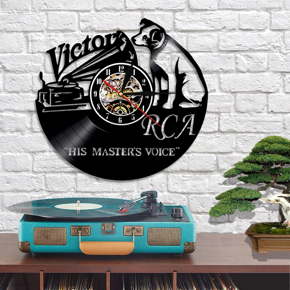 Настенные часы с виниловой пластиной Victor RCA кварцевые украшения изображением
