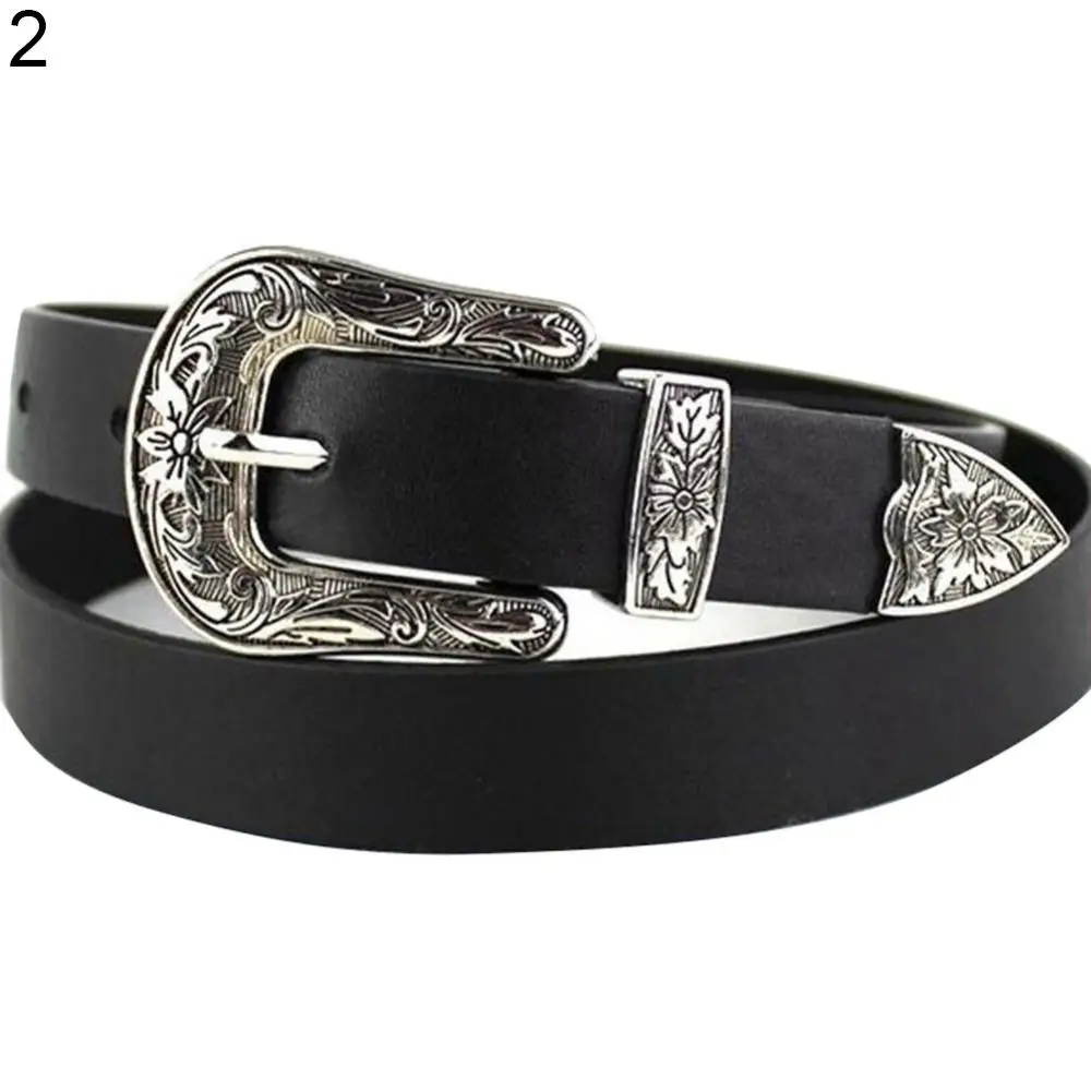 

50% Hot Sales Women Faux Leather Single/Double Buckle Western Cowgirl Waist Belt Waistband