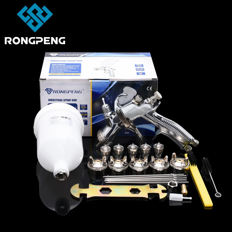 RONGPENG High Quality Pro Painting Spray Gun 1.3/1.4/1.5/1.7/2.0mm LVLP Air Gun Airbrush with Cleaning Kit