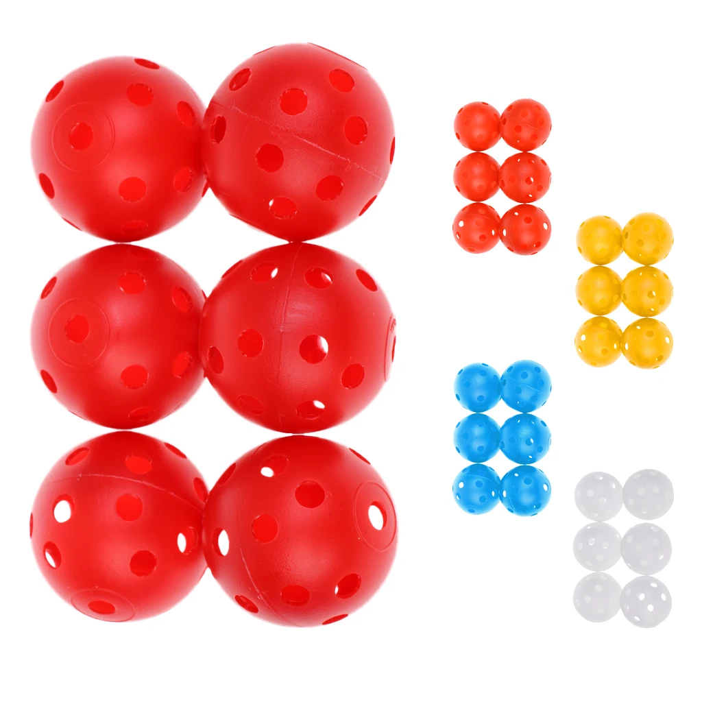 6 шт. перфорированные Пластик крытый и открытый тренировочные мячи для гольфа