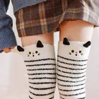 Зимние теплые носки-тапочки выше колена женские милые гольфы до бедра с рисунками животных из мультфильмов женские толстые домашние длинные плюшевые носки для сна для девочек