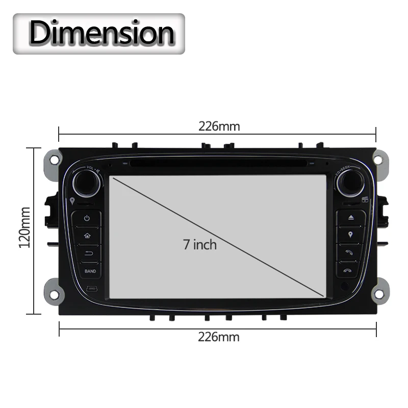 2 Din 7-дюймовый автомобильный DVD-проигрыватель на Android 9.0 с навигацией GPS, поддержкой WIFI, Bluetooth, аудио стерео и радио для Ford Focus.