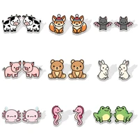 cute cartoon animals stud earrings for girls gift jewelry accessories