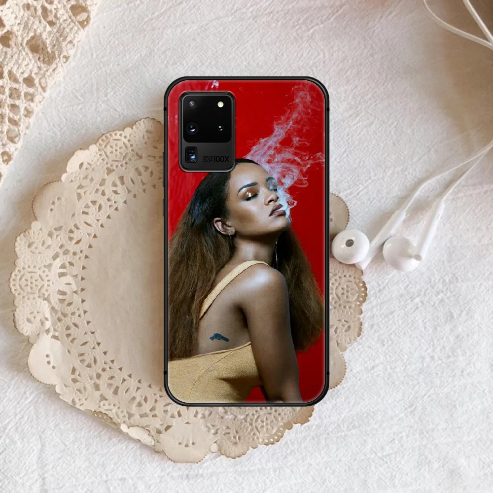 

R-rihannas Singer Phone Case Cover Hull For Samsung Galaxy S 7 8 9 10 e 20 FE uitra plus Note 9 10 20 black Shell Trend Coque