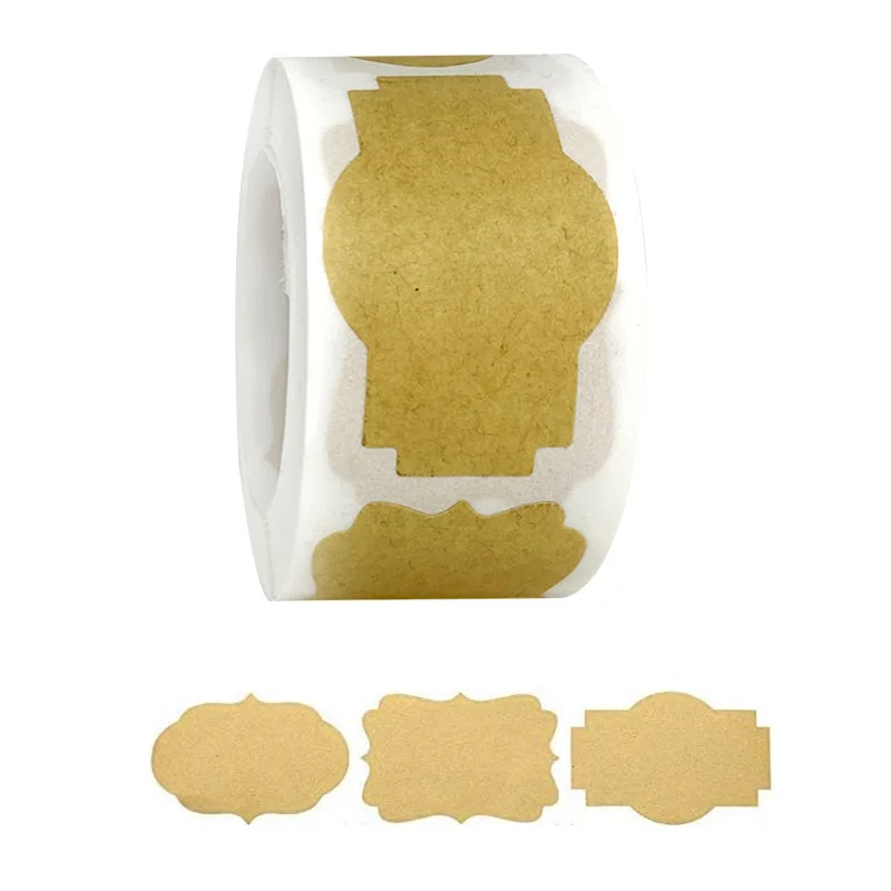 350Pcs 3x5cm Vintage Blank Natural Kraft Sealing Sticker Adhesive Label Package Tag Gift Baking Scrapbook Party Kitchen Jar - купить по