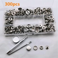 300 pcs 15mm stainless steel silver button 75 sets in total 3 tools metal snap punch leather fasteners kit clothes jacket