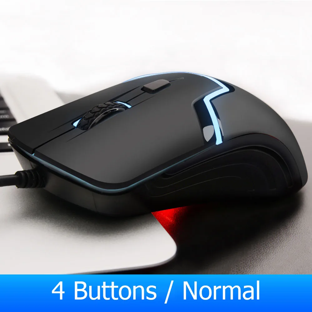4 Buttons Hp игровая проводная мышь 7 цветов светодиодный светильник мышь с подсветкой 6 кнопок эргономичная регулируемая макро мышь 3200 dpi Бесшумная компьютерная мышь - Цвет: 4 Buttons