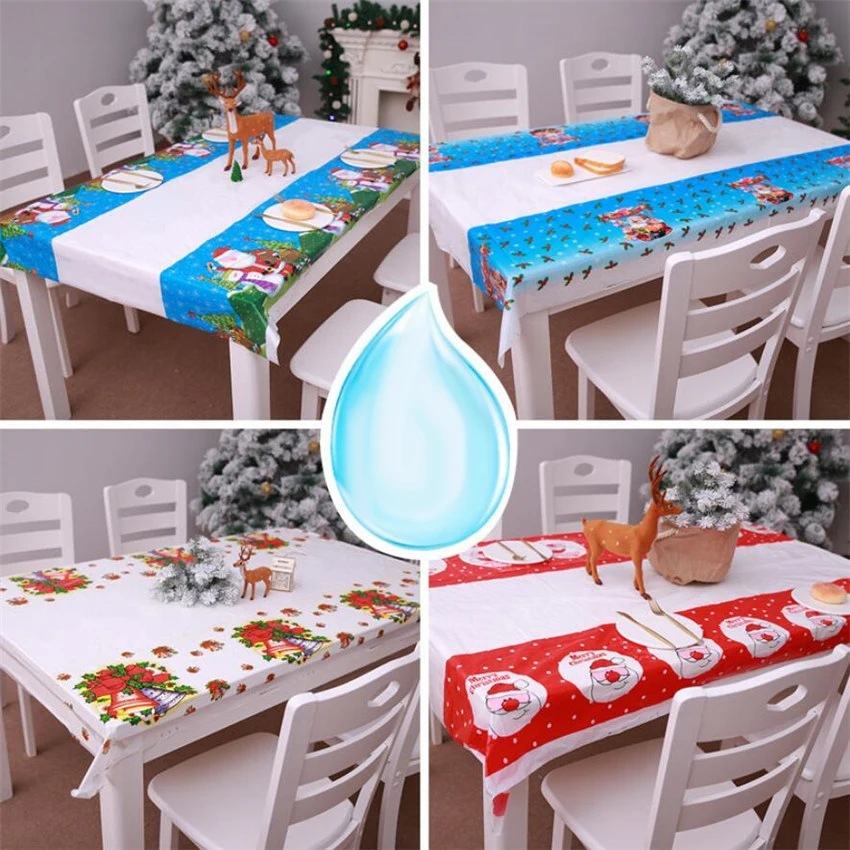 Новогодняя Рождественская Водонепроницаемая скатерть из ПВХ кухонный обеденный