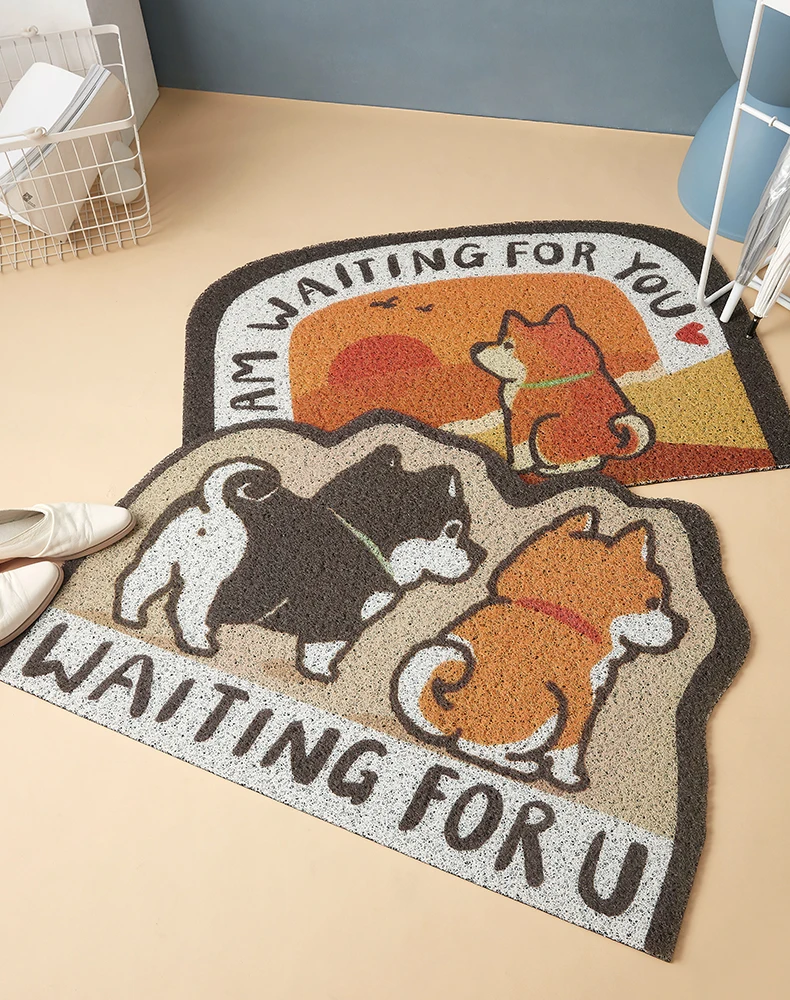 60x90 см креативный коврик из ПВХ в виде собаки Шиба ину напольный для удаления