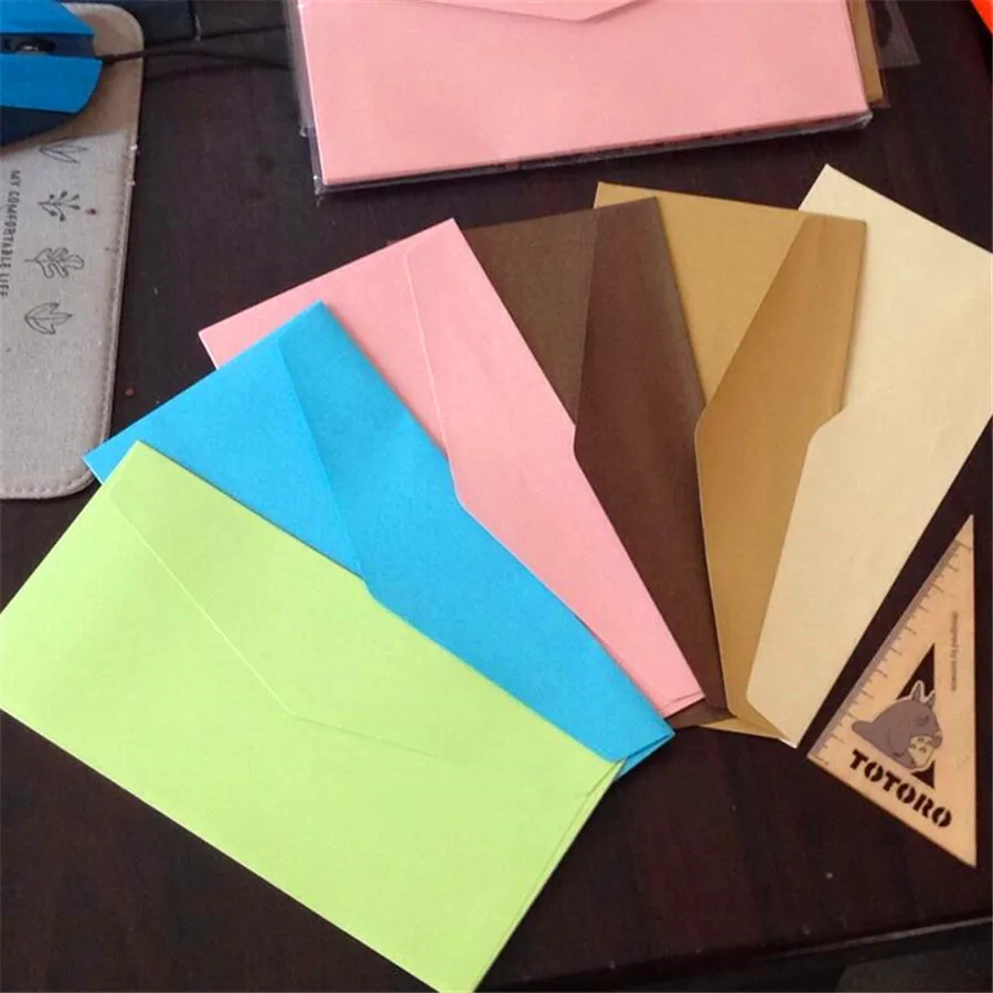 50pcs/lot 220*110mm New Cute Vintage Gloss Candy color series DIY Multifunction Wax envelope set wholesale | Канцтовары для офиса