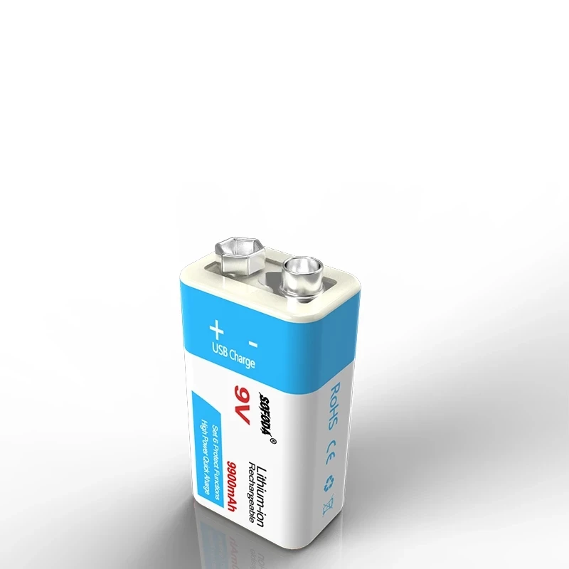Литий-ионная аккумуляторная батарея 2021 9 В 9900 мАч батареи Micro USB литиевая для