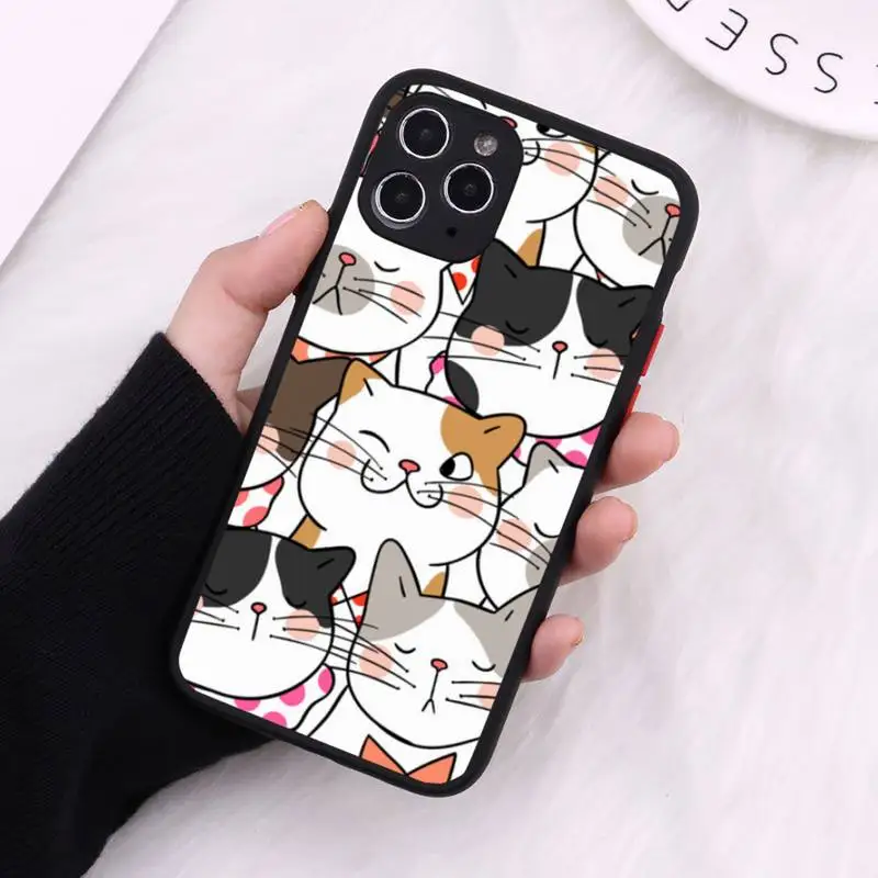 

cat Lovely AnimalCute Kitten Phone Case Matte Transparent for iPhone 7 8 11 12 s mini pro X XS XR MAX Plus cover funda