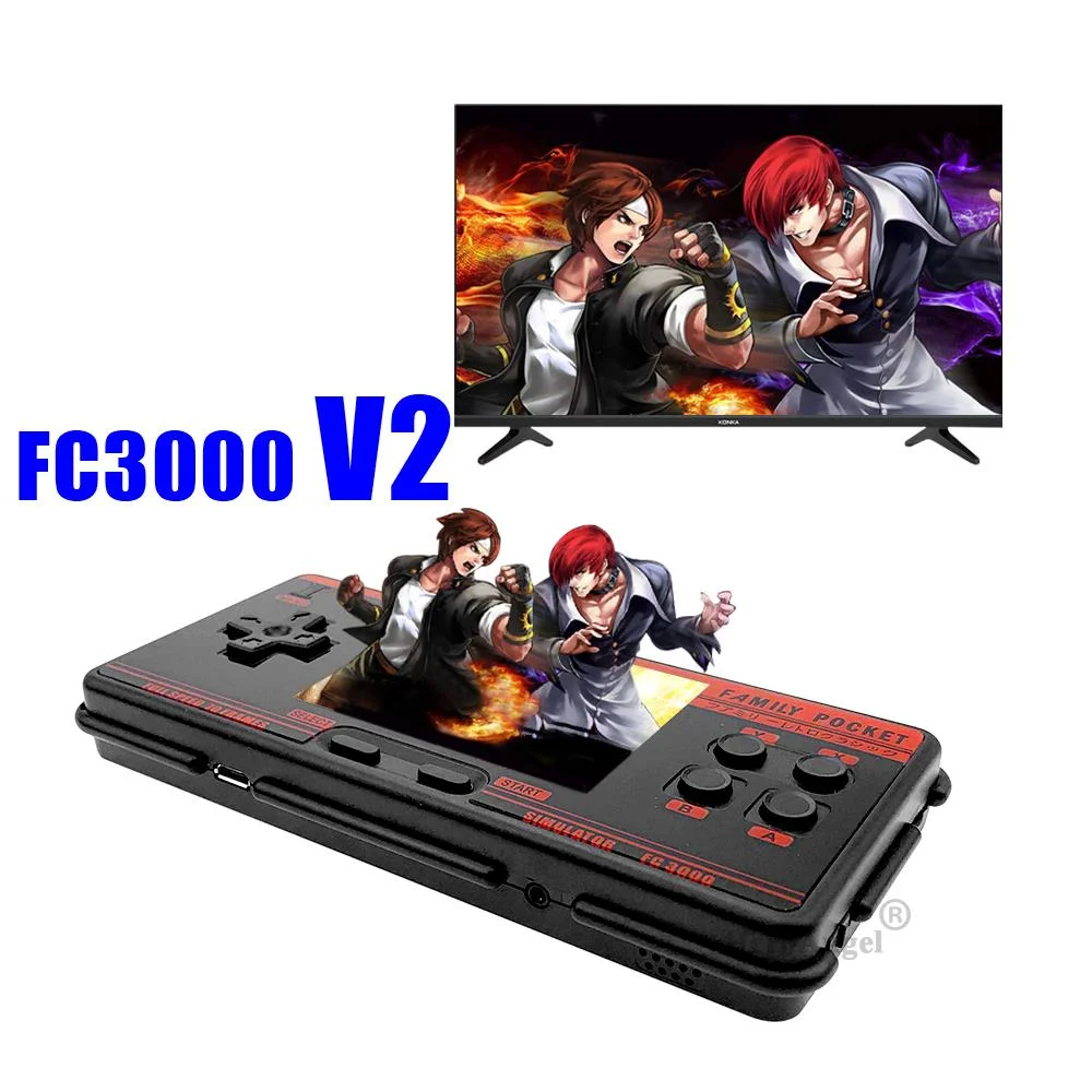 

New FC3000 V2 Handheld Game Console 10 Simulator Children's Color Screen Game Console Out Put Black Grey Dropshipping