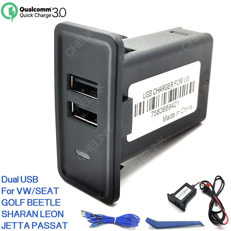 Автомобильное зарядное устройство chellink QC3.0 с двумя USB-портами 12 В адаптер для seat