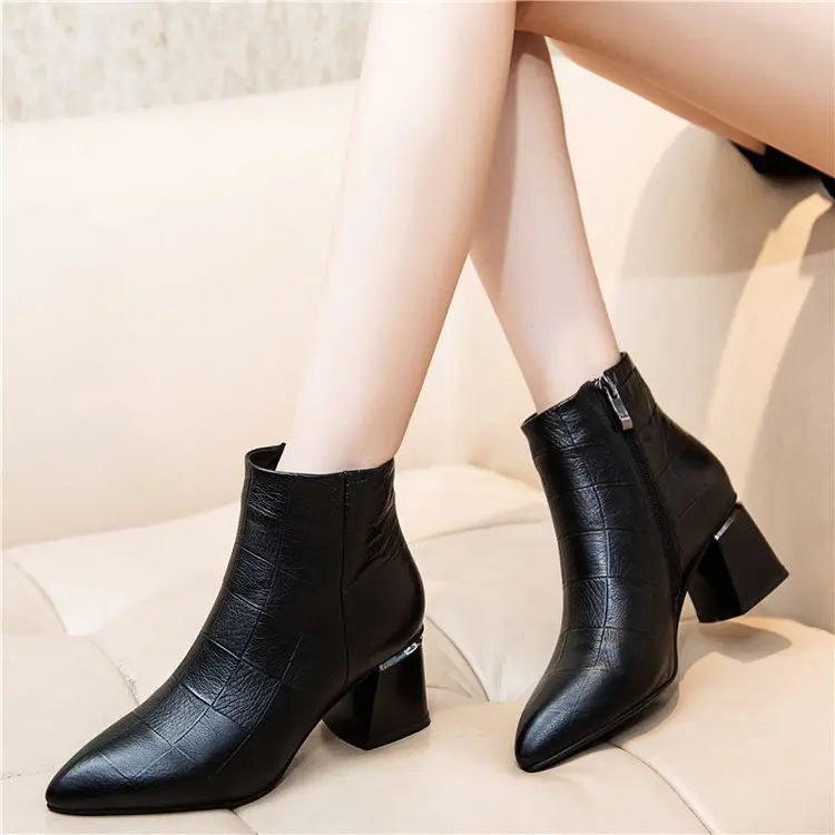 

f76 Fashion women side zip shoes waterproof non-slip warm and comfortable high-heeled boots new bright party party shoes Pointed
