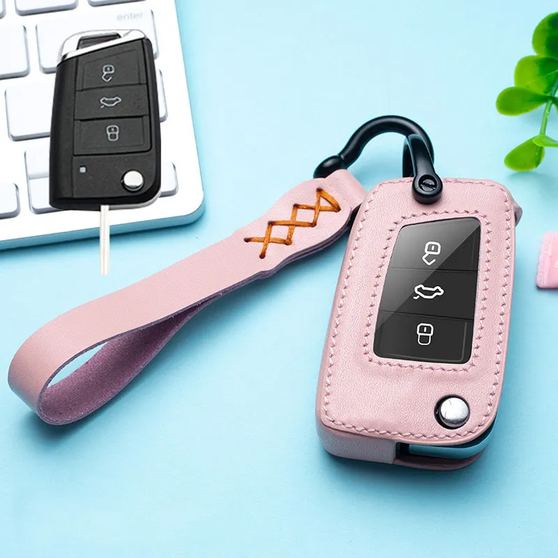 

Кожаный чехол для ключа VW Volkswagen Tiguan MK1 MK2 Magotan Passat B5 B8 Polo Golf 4 5 6 7 mk7 Jetta POLO Ring