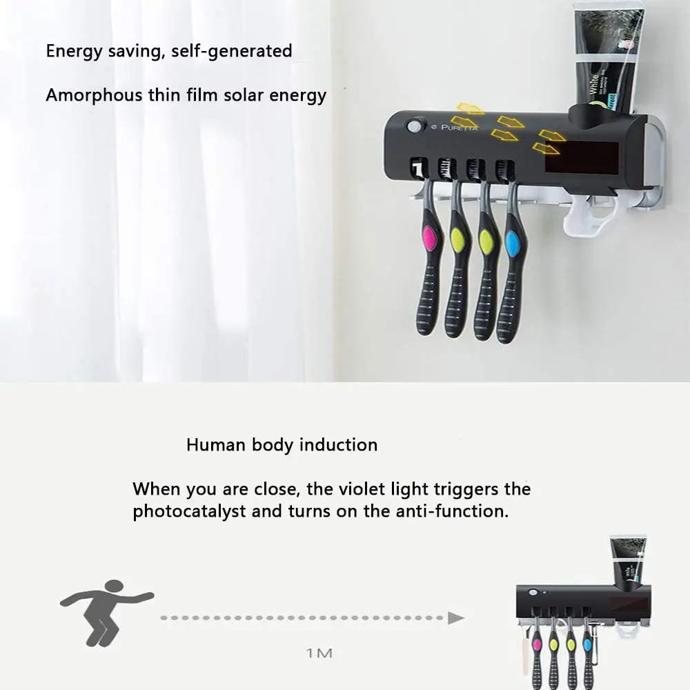 Настенный держатель для зубной щетки стерилизатор с автоматическим дозатором