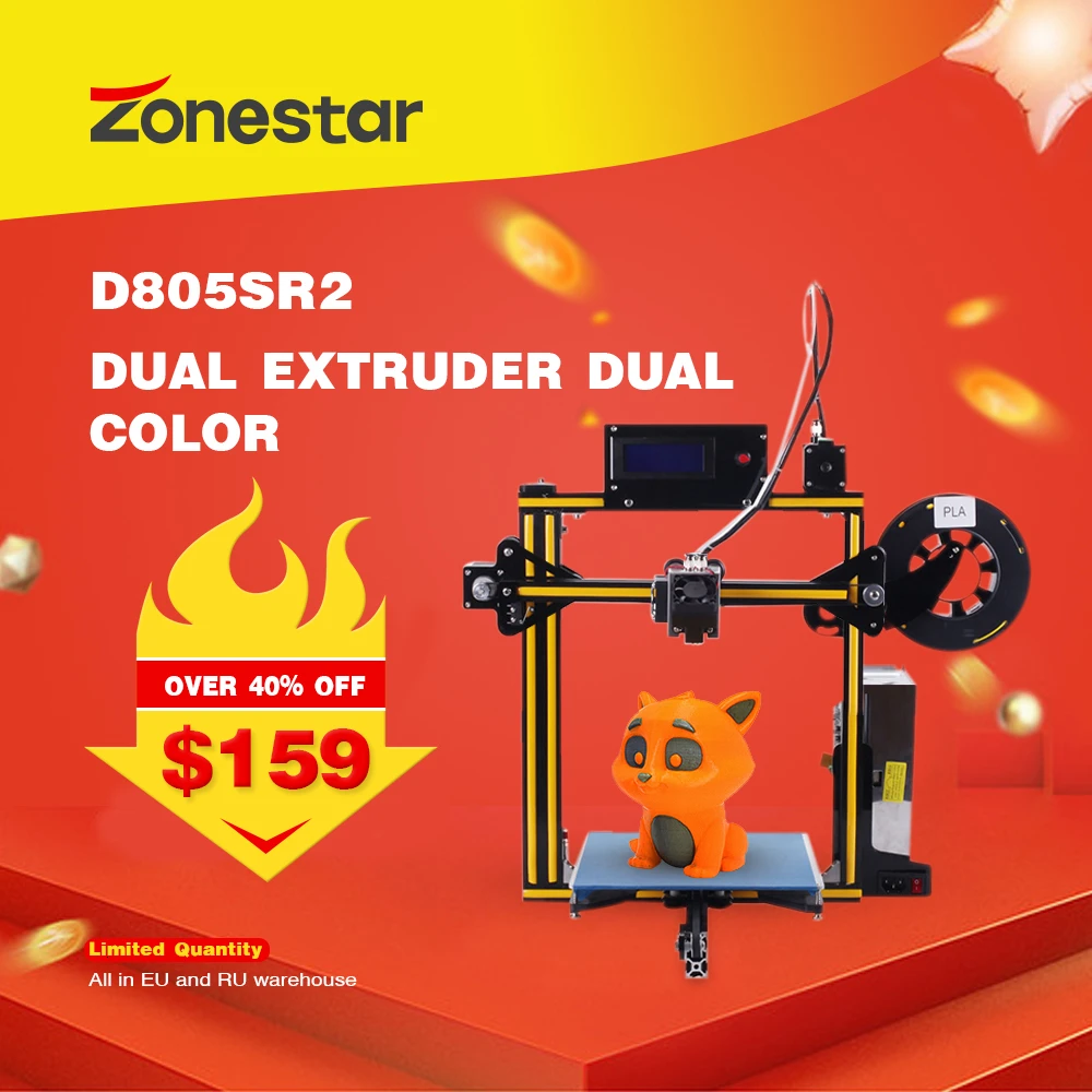 Большая распродажа ZONESTAR заводское оформление 3D принтер DIY набор бесплатная
