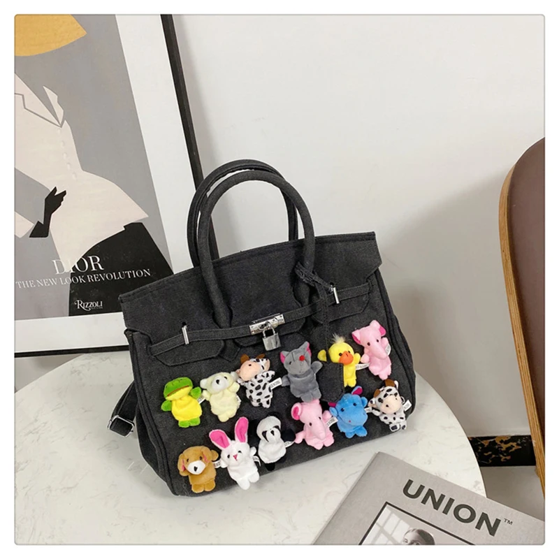 

Декоративная Холщовая Сумка-тоут для кукол, сумки с ручками сверху для женщин, дамские сумочки на плечо, роскошные сумки через плечо