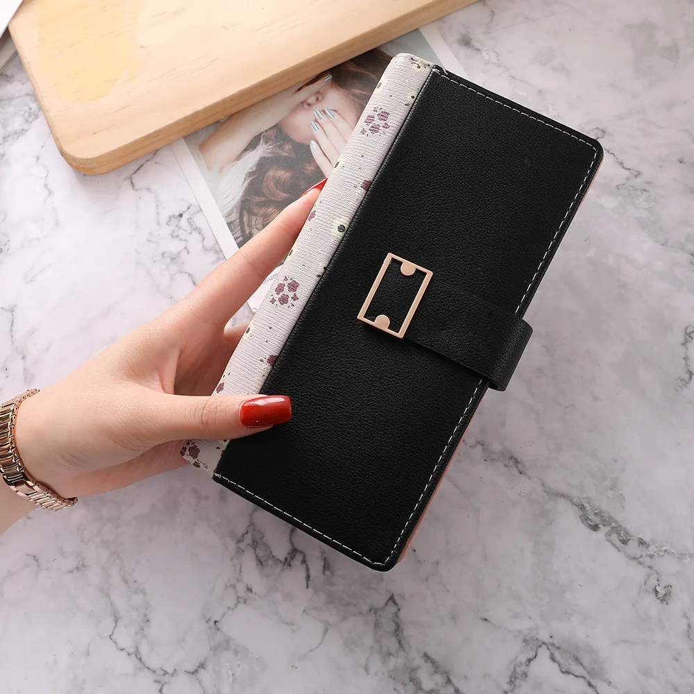 

Luxury Women's Wallet Hasp Long Floral Decoration Female Zipper Pu Leather Coin Purses Multi-function Card Holder Phone Bag