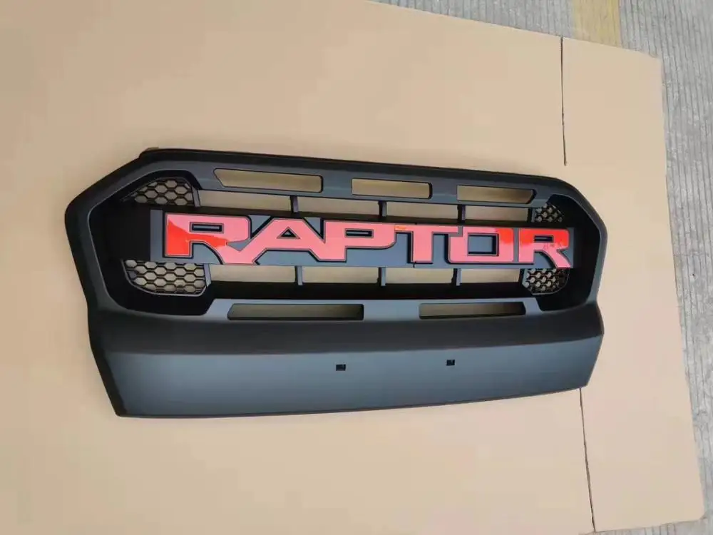 RAP-TOR RED- NO LED Матовый черный внешний изменение сетчатой маской планки Обложка решетка ABS грили, пригодный для RANGER T7 XLT Wildtrak Raptor - Цвет: RAP-TOR RED- NO LED