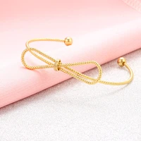 simple bowknot open bangle elegant fine adjustable cuff bracelet for women girls party fashion gift