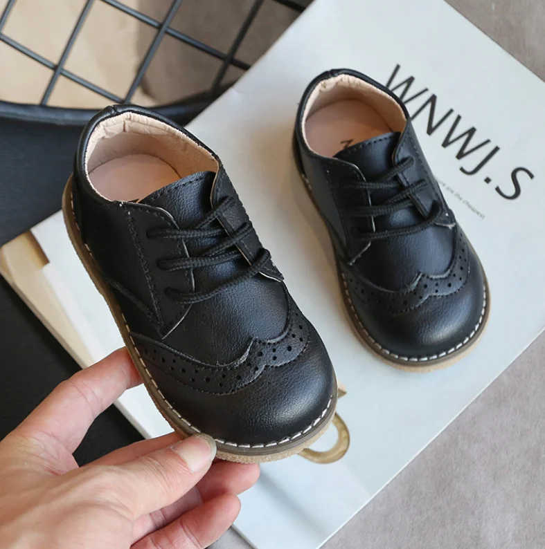 Детская кожаная обувь в английском стиле для мальчиков Модная повседневная
