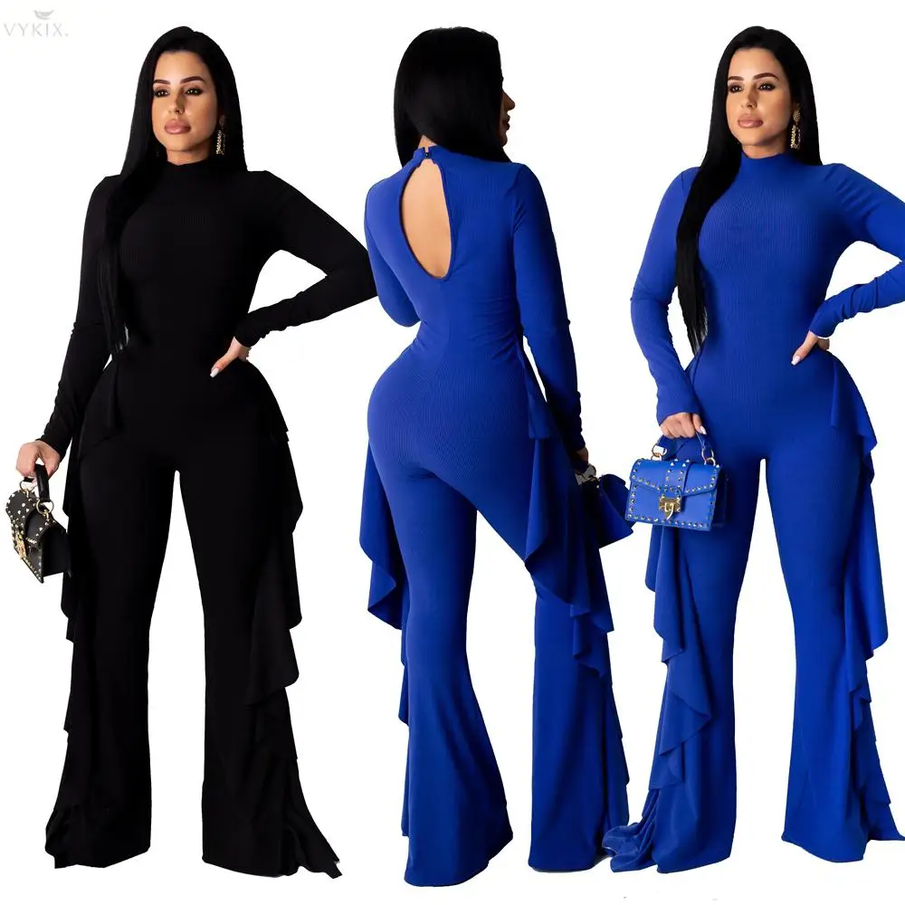 Женский комбинезон сексуальный трикотажный с оборками Женские Широкие штаны