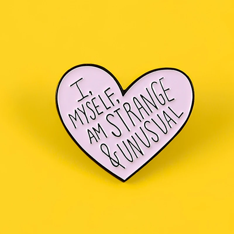 Креативная брошь из сплава с буквенным принтом в форме сердца фиолетовые булавки