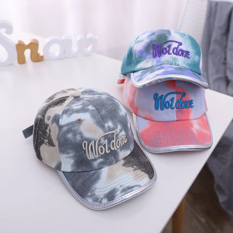 

High Quality 2021 New Summer Tie Dye Woldone Kids Children Baseball Girls Boys Hip Hop Sun Hat