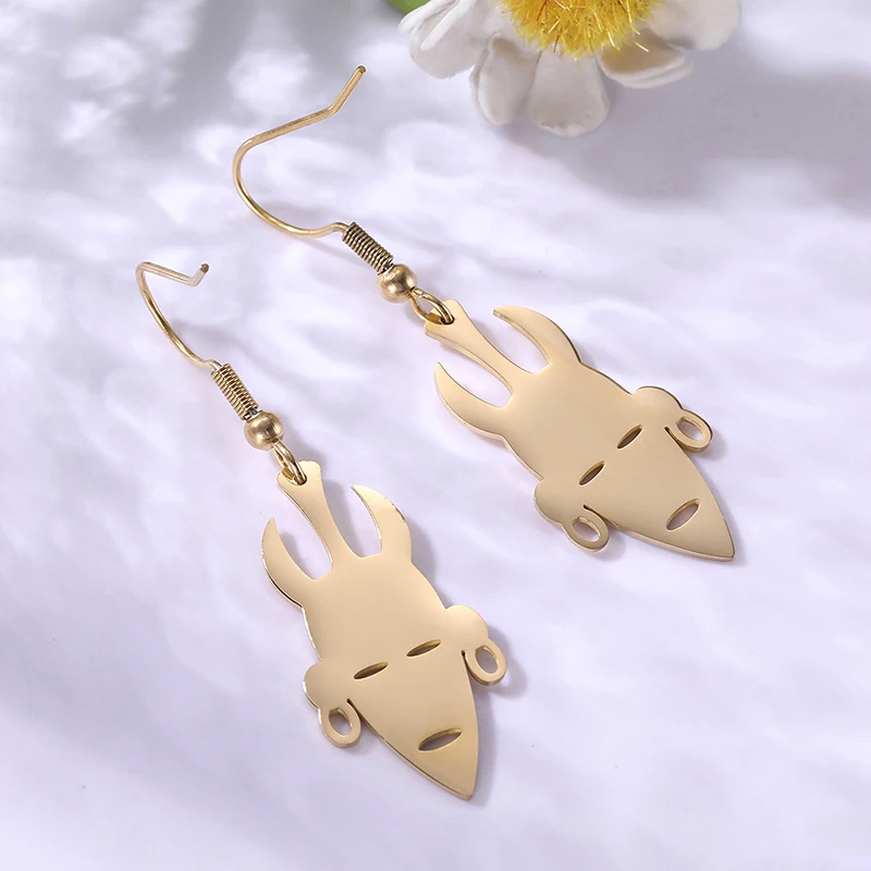 Винтажные серьги с лицом фараона из нержавеющей стали для женщин и мужчин в