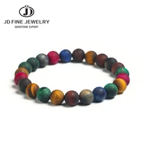 jd natural tiger eyes stone matte frosted beaded bracelets women men colorful bohe charm round buddha bangles female summer gift