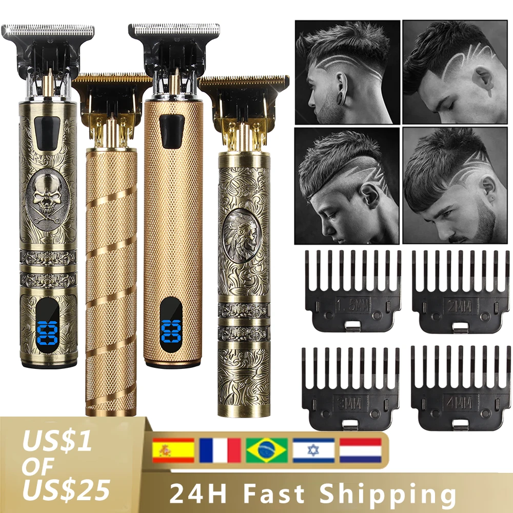 

2021 Professional Barber Electric Hair Clipper, Cordless USB Trimmer Beard, Suitable Trimmer for Men, Trim Beard Gold Black